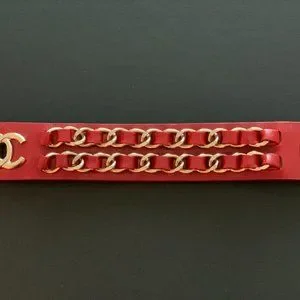 アクセサリー CHANEL Vintage Logo Leather Bracelet Red CHANEL Vintage Logo Leather Bracelet Red | eBay